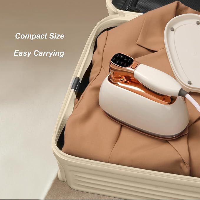 Garment Steamer for Clothes 1400W Portable Travel Steamer 180°Rotating Handle lancha a Vapor Para Ropa with LCD Display Handheld Wrinkle Remover, 260mL Water Tank, Beige