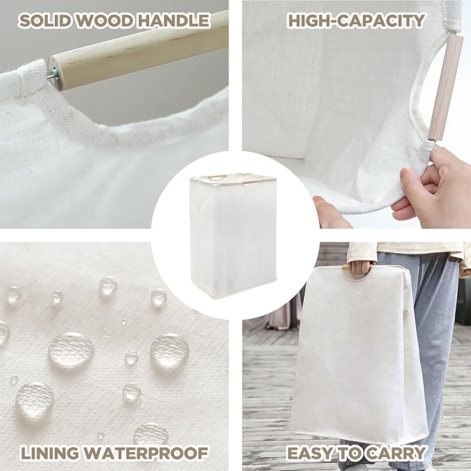 2Pack Large Laundry Hampers with Handles, 60L (15.85 Gal) Foldable Laundry Hamper, Freestanding Waterproof Clothes Hamper for Bedroom, Bathroom, Dorm, Laundry Room15.3"L x 10.6"W x 20.8"H