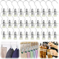 Clothes Pins Hanging Clips, 2025 Upgrade Space-Saving Clothespin Hat Pants Storage Hanging Travel Hook, Multifunctional Hanger Hooks Anti Rust Clips for Clothes (30, Cream)