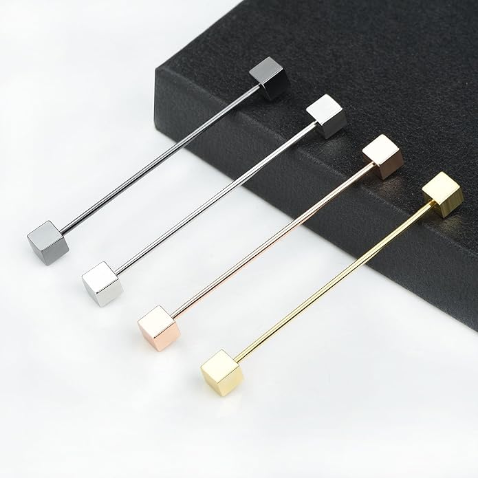 Classic 4-Piece Set Solid Brass Collar Bar for Men Multi-Style Metal Anti-Curl Shirt Collar Stays Tie Pins