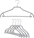 MAWA by Reston Lloyd Silhouette Series Non-Slip Space Saving Clothes Hanger with Bar & Hook for Pants and Skirts, Style 41/FRS, Set of 5, Silver