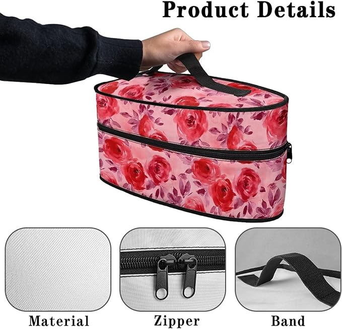 Red Rose Iron Carrying Storage Bags for Travel or Storage Protective Carrying Bags Full Size Iron Tote Bag Fits Most Travel Size Irons