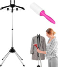 Garment Steamer Stand, Height Adjustable 85-160 cm, Foldable, Black Modern Upright Clothes Steamer Rack with Non Slip Mat for Steam Ironing
