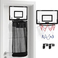 Over the Door Basketball Laundry Hamper and Basketball Hoop, 2-in-1 Wooden Sports Laundry/Clothes Basket with Hoop and a Bottom Zipper for Kids Teen Bedrooms, Dorm Rooms, Bathroom