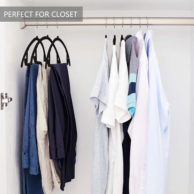 Velvet Hangers Non-Slip Hangers Premium Suit Hangers Ultra Thin Space Saving 360 Degree Swivel Hook Clothes Hangers for Suits,Coats,Jackets,Pants,Dress,Shirts (Pack of 24, Black)
