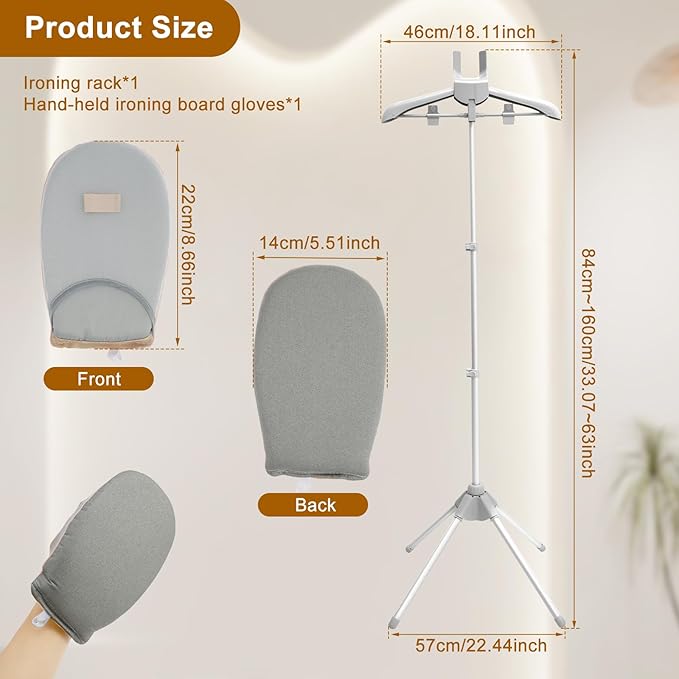 Garment Steamer Rack, Foldable Garment Steamer Stand, Garment Hanger Stand for Steaming Clothes, Steam Iron Stand, Handheld Clothes Steamer Holder, Clothes Hanger for Steam Ironing (Gray)