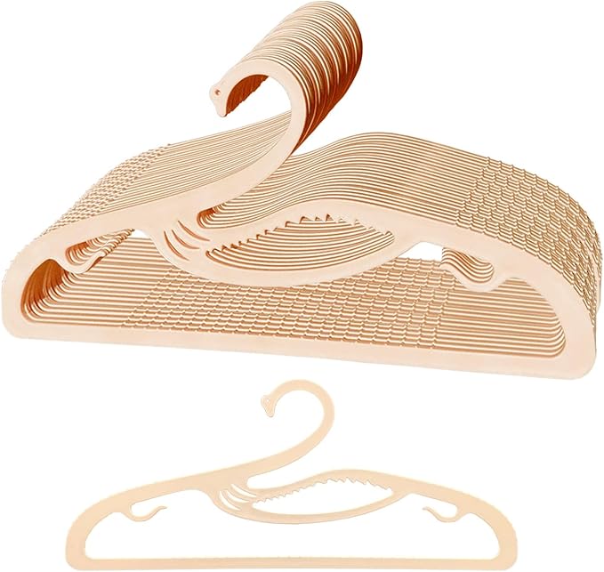 Plastic Clothes Hangers 20 Pack, Z-Shape Opening, 0.12" Ultra Thin Short Neck Hangers, Save Cabinet Space, Suitable for Dresses, Shirts, Pants, Scarves, Jackets(Pink)