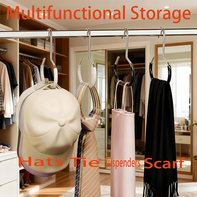 Durable Steel Hangers Maximize Closet Space with Versatile Storage, Hat Organizer Durable Stainless Steel, Durable Steels Hangers for Caps, Ties, Scarves, Clothes (Mixed,10pcs)
