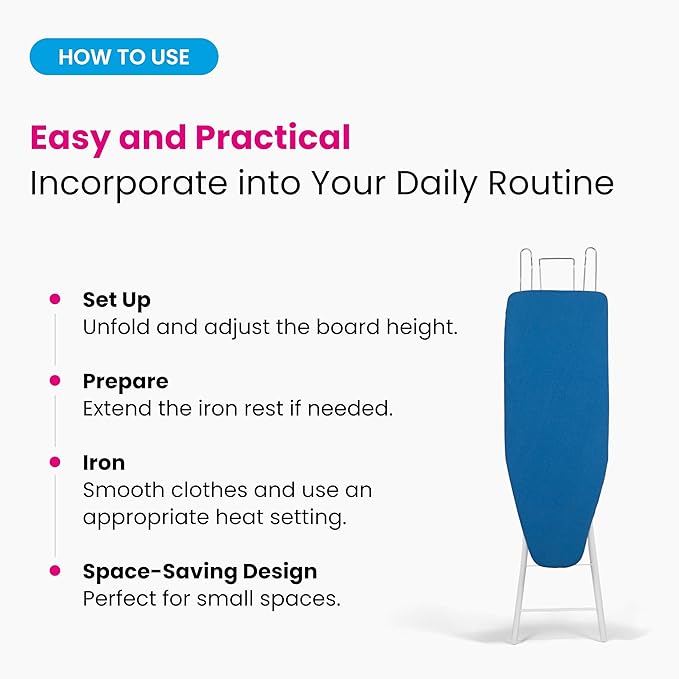M Maxima | Ironing Board | Size 35x12'' | Retractable Wire Iron Rest | 4 Leg Iron Board | Thick Heavy Padded 4 Layers, Scorch Resistant Foam Cover