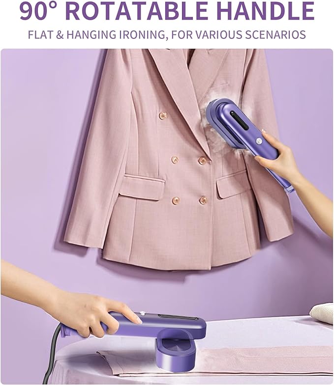 Heapsion Steamer for Clothes, 2-in-1 Portable Handheld Garment Steamer & Iron with Self-Cleaning, 1200W Powerful & 30s Fast Heat-Up, Large Ceramic Panel, for Travel, Home and Office Use Mini, Purple