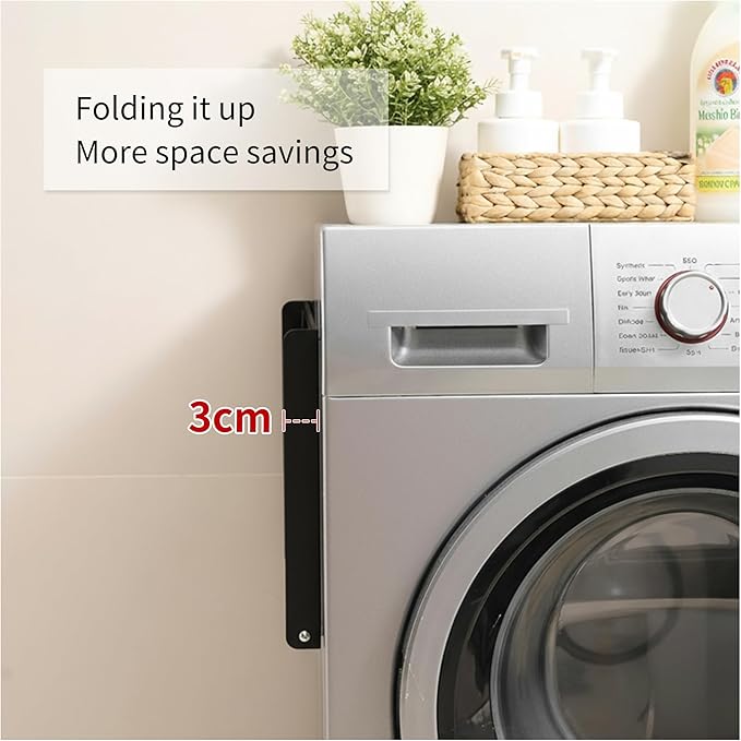 Magnetic Shelf for Washing Machine Magnetic Organizer Shelf for Laundry Magnetic Hanger Organizer Washing Machine Shelves Magnetic Fridge Shelves for Laundry Bathroom Kitchen RV Black