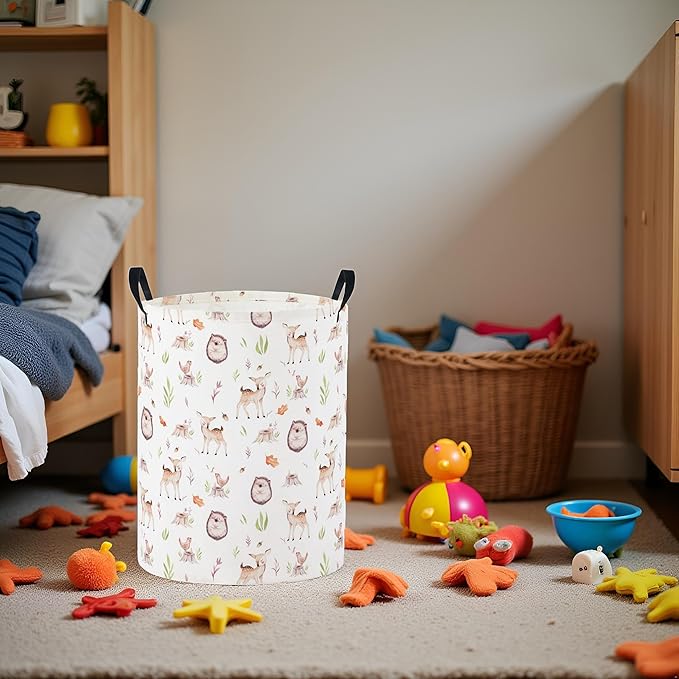 Baby Laundry Basket Baby Nursery Hamper Kids Laundry Basket Toy Storage Bin for Boys Room Decor Gift Baskets for Bedroom Bathroom(Fall Animal)