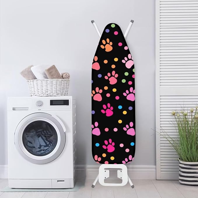 Flashideas Dog Paw Prints Ironing Board Cover and Pad- 52" x 13" Iron Board Cover Fits Standard Size, Iron Board Cover Accessories