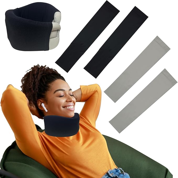 4PCS Neck Brace Cover Cervical Collar Dust Cover Sleeve for Women and Men Soft & Comfortable for Sleeping Working Breathable (Black+Grey)
