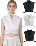 Victoria Cotton Shirts Elegant Ruffle Collar V Neck Dickey Mock Turtleneck Faux Collars for Women Girls