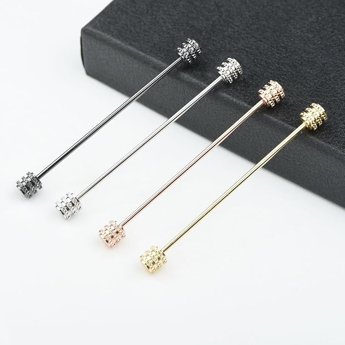 Classic 4-Piece Set Solid Brass Collar Bar for Men Multi-Style Metal Anti-Curl Shirt Collar Stays Tie Pins