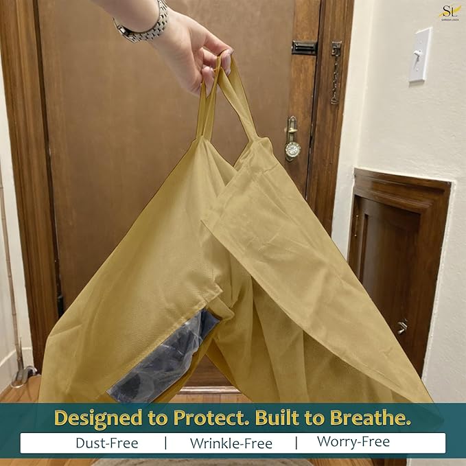 65" Garment Bags for Hanging Clothes, Pack of 3 Suit & Dress Covers for Storage and Travel, Long Gown Bags with Zipper, Warm Mocha
