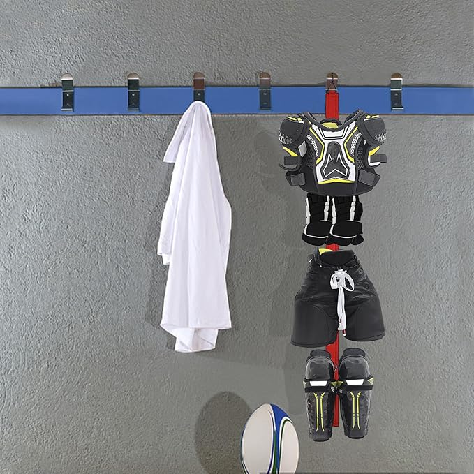 Hockey Hanger Portable Hanging Dryig Rack Hockey Gifts for Home and Outdoor Using in Ice Hockey Skating Football Camping Fishing 5 Hooks (Red)