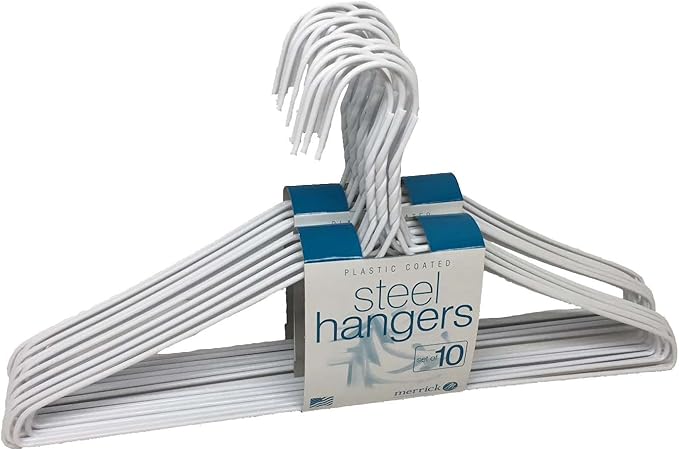 20 PC Vinyl Coated Heavy Duty Wire Cloth Hanger Plastic Coated Steel Coat Hanger Hook - White Color 16" (40.5Cm) Wide