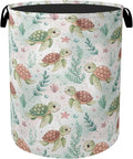 Cartoon Turtle Large Clothes Hamper Bag - Laundry Basket with Handles, Space Saving Foldable Design for Nursery