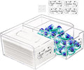 TOPZEA Dryer Sheet Holder, Clear Acrylic Laundry Organizer, 2 in 1 Dryer Sheet & Pods Container Dispenser with Label & Drawer, Storage Box for Laundry Room Organization, Dishwasher Pod, Clothespins