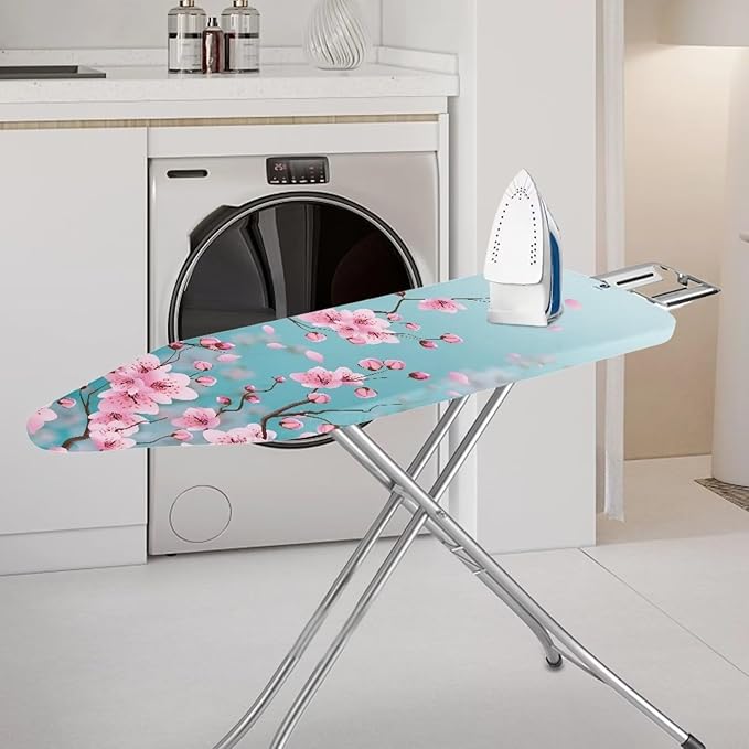 Flashideas Pink Floral Iron Board Cover Standard Size Ironing Board Cover with Elastic Edges Home Decoration Table Top Ironing Board Cover and Pad 15x54