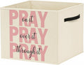 Pink Christian Storage Bin Box with Handles, Pray on It Pray over It Bible Verse Religious Foldable Baskets Organizer for Bedroom Bathroom Home Clothes Toys Books, Toybox for Girls