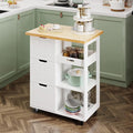 SUNLEI Kitchen Island with Storage Cart Rolling Moveable Microwave Microwave cart with 3 Drawers on Wheels Portable Mobile Narrow Kitchen Island, White