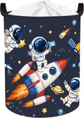Clastyle Cosmic Space Planet Laundry Basket Star Kids Clothes Book Storage Basket Gift Toy Box for Bedroom Decor,Astronaut,36x45 cm