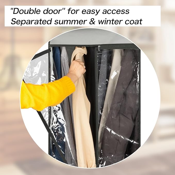 Univivi Hanging Garment Bags 54 inch Jumbo Garment Rack Cover Protector Well-Sealed Dress Bags for Closet Storage with Clear Windows for Suits Jackets Long Dresses(54 inch-2pcs)