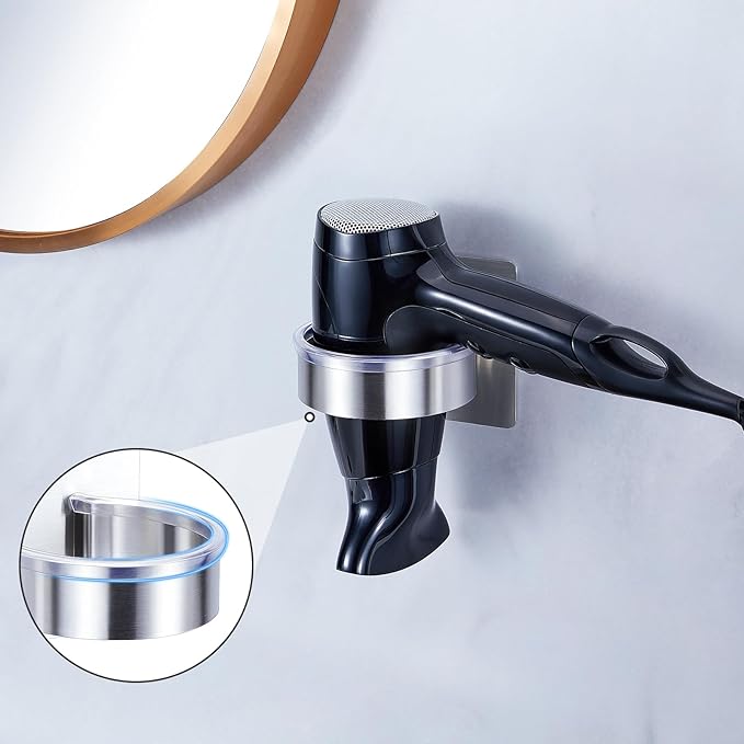 Hair Dryer Holder - Hair Tool Storage Organizer Wall Mount, Stainless Steel Hair Blow Dryer Holder, Hot Tools Holder, Adhesive Hairdryer Holder Bathroom, Hair Dryer Hanger, Blow Dryer Organizer