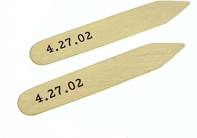 Personalized Brass Collar Stays, Custom Collar Stiffeners, Shirt Stays, 2.25 Inches, Present for Men