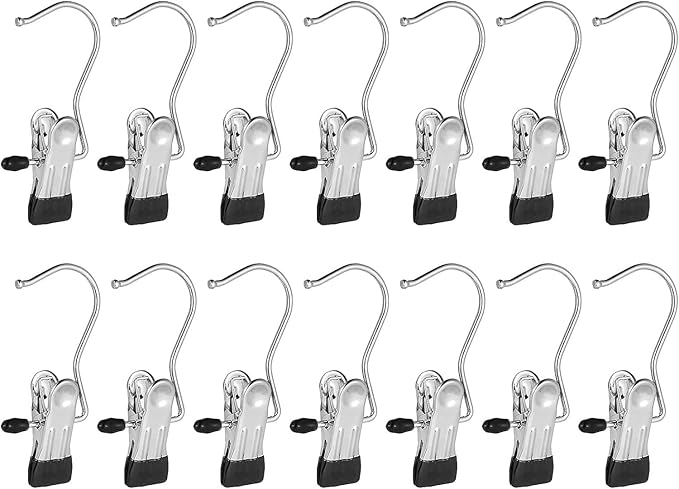 100 Pack Boot Hanger Legging Organizer for Closet, Boot Holder, Hanging Clips, Portable Multifunctional Hangers Single Clip Space Saving for Jeans, Hats, Tall Boots, Towels(Black)