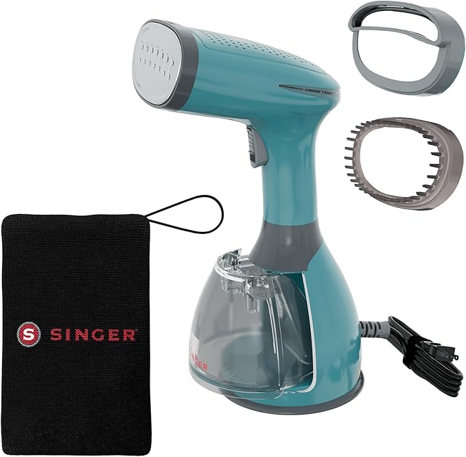 SINGER Handheld Garment Steamer | 1500W Powerful Steam | 20s Fast Heat-Up | 280ML Detachable Tank | Auto Shut-Off | Professional Wrinkle Remover for Clothes, Curtains & Upholstery