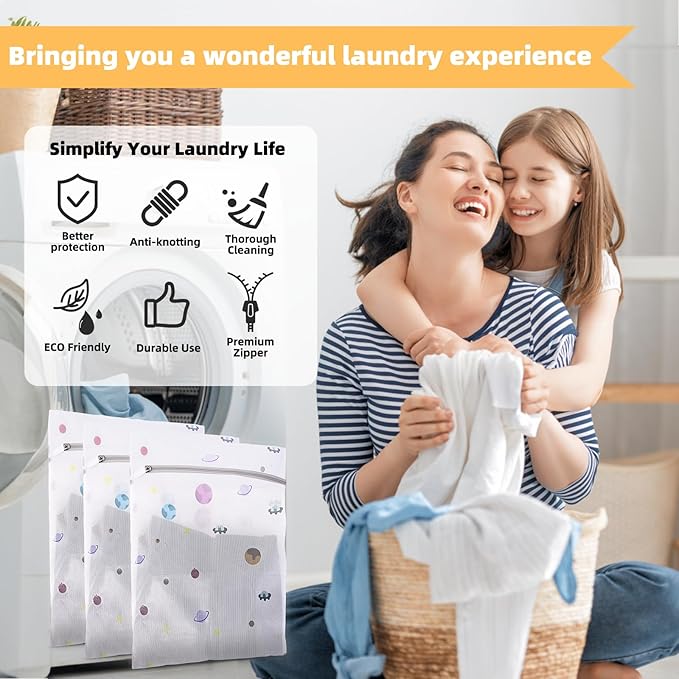 Durable Mesh Laundry Bag, Durable Laundry Bags with Premium Zipper (Planet)
