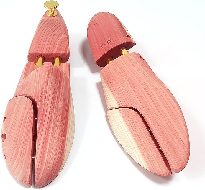 1 Pairs Twin Tube USA Grown Red Cedar Wood Adjustable Width Shoe Shaper For Men Women Shoe Tree, Crease Protector