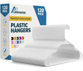 Lifemaster Plastic Clothes Hanger Set - 120 Pieces Versatile, Lightweight, Space-Saving, Non-Slip, Slim Designed, Dry and Wet Clothes Hanger Set - White