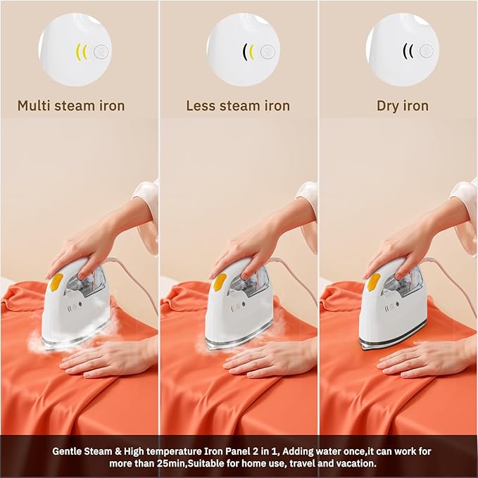 2-in-1 Steam Iron & Garment Steamer for Clothes, 0.78oz/min Powerful Steam, 35dB Quiet, 30s Heat Up, Ceramic Plate (280°F), 360° Rotation, 250ml Tank, Portable for Home Travel (New Model)