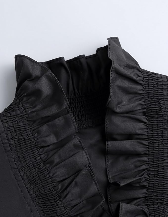 Victoria Cotton Shirts Elegant Ruffle Collar V Neck Dickey Mock Turtleneck Faux Collars for Women Girls