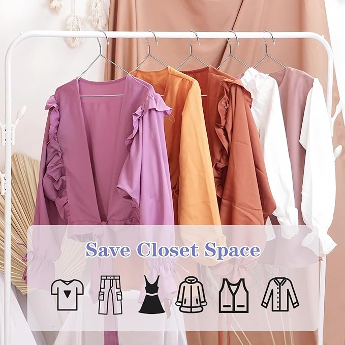 40 Pack Wire Hangers,16.5 Inch Wire Coat Hanger,Heavy Duty Stainless Steel Metal Hangers,Ultra Thin,Non Slip,Space Saving Clothes Hanger for Closet,Coats, Shirts,Suits,Pant(Sliver)
