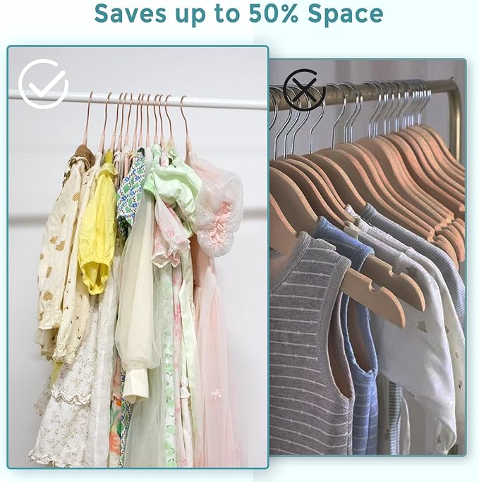 14 Inch Velvet Kids Hangers - 30 Pack, Durable & Non-Slip Closet Organizers for Big Kids & School-Age Children, Ultra Slim Space-Saving Design (13.8" W x 7.8" H), Pink