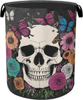 Skull Gothic Laundry Hamper - Foldable Waterproof Fabric Laundry Basket with Handles, Clothes Storage for Laundry,Bedroom,Dorm