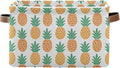 Fun Pineapple Storage Basket Bin, Large Cube Storage Box Canvas Collapsible Storage Organizer for Home Office Closet - 15 L x 11 W x 9.5 H