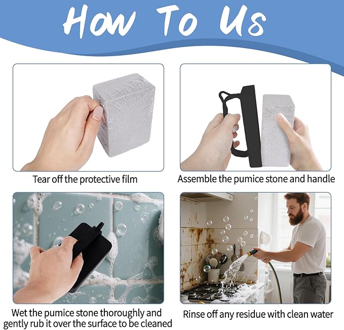 6Pcs Hand-Held Pumice Stone for Cleaning, Wide Pumice Stone for Pool Tile Cleaning Oven Toilet, Grill Stone Cleaning Block Removing Stains Rust, Underwater Pool Pumice Stones Tiles Cement Stove