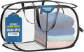 Foldable Laundry Basket - Popup and Collapsible, Durable Mesh Material, Folds for Storage, Easy Carry Handles - Great Hamper for College Dorm, Laundry Room or Travel (White-Black, 2-Compartments)