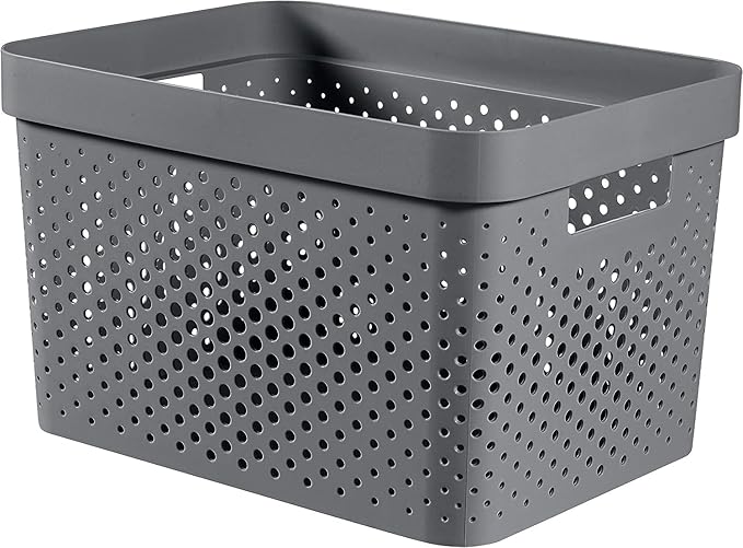 CURVER, Infinity Box 17 L, Recycled Plastic, Charcoal Grey, 35.5 x 26.2 x 21.9 cm