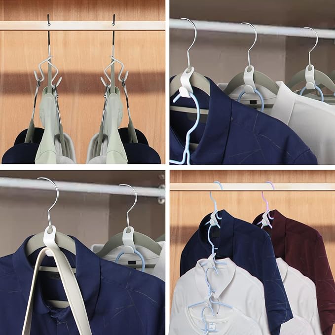 Clothes Closet Hook Hanger Space Saving Hangers Hooks Cascading Plastic Saver Organizer (100PCS, White)