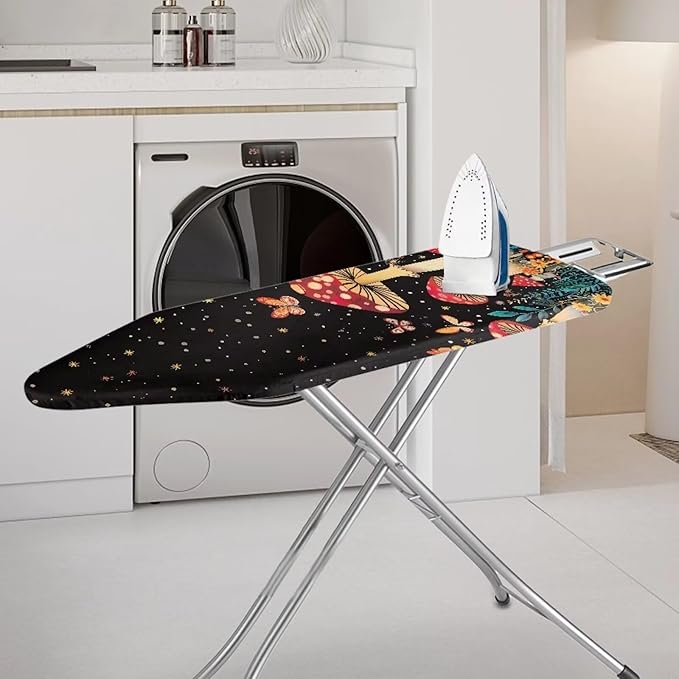 Flashideas Red Mushroom Iron Board Cover Standard Size Ironing Board Cover with Elastic Edges Home Decoration Table Top Ironing Board Cover and Pad 15x54