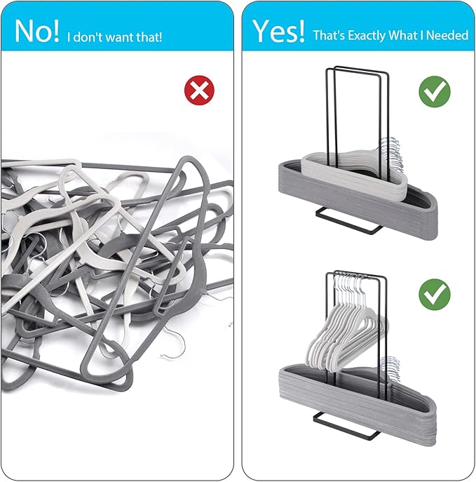 Hanger Organizer Stacker,Storage Rack Holds up to 58 Velvet Hangers for Closet & Laundry Room,Portable Hanger Holder Keeps Adult & Children's Hangers Neat & Tidy