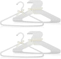Threan 20 Pcs 16 Inch Pearl Clothes Beaded Clothing Hanger with Ribbon Bowknot Metal Elegant Clothes Standard Hanger for Women Bride Wedding Dress Coat Shirt